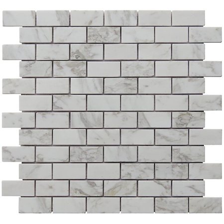 INTREND TILE 1 x 2 in Carrara Stone Mini Brick Pattern Mosaic NS020C